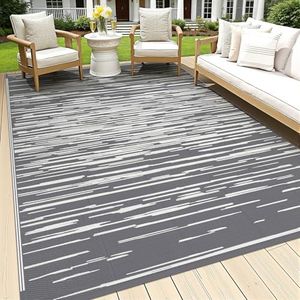 HEBE Outdoor Rug 6' x 9' Waterproof for Patios Clearance, Reversible Plastic Straw Rug Camping Carpet, Indoor Outdoor Area Rugs Patio Mats for RV,Picnic,Backyard,Deck,Balcony,Porch