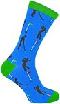 Mr Heron Mens Novelty Funny Golf Socks Breathable Crew Fun Patterned Bamboo Dress Socks (6-11, Golfers (Blue))