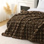 DREAMLANDING Faux Rabbit Fur Luxury Plush Sherpa Throw Blanket Reversible Fuzzy Warm Cozy Fluffy Fur Blanket for Bed Sofa Couch Home Decor (Leopard, 150 * 200cm)