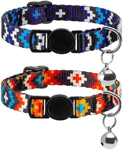 CollarDirect Aztec Cat Collar Breakaway Pack of 2 PCS Nylon Tribal Pattern Geometric Pet Kitten Collars for Cats (Blue + Orange)