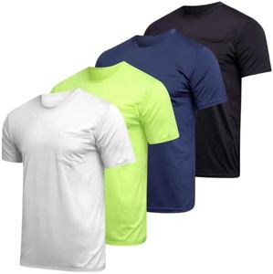 Big and Tall King Size Mens Quick Dry Dri Fit Active Wear Workout Running Training Athletic Performance Short Sleeve Crew Pocket T-Shirt Undershirt Essentials Top Tee ropa Hombre- Set 5, 5XLT