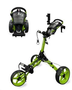 Caddytek Caddylite Compact 3 Wheel Golf Push Cart | One Click Folding Design, Smallest Folded Footprint, 32" Wide Wheelbase with Convenient Handbrake