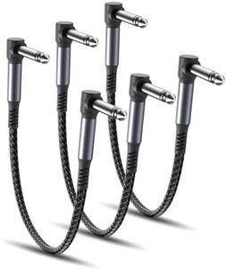 Ruxely Guitar Patch Cables 6-Inch 3-Pack,6.35MM Effects Pedal Board Cord,Nylon Braided 1/4" Right-Angle Instrument Audio Cable,Pedalboard Connector TS Copper Wire for Amp/Amplifier,Mixer,Electric Bass