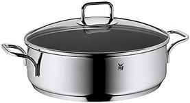 WMF Sauté Pan 28 cm Induction Casserole Dish with Lid 5.0 L Cromargan Stainless Steel Coated, Oven-Safe, High Rim