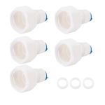 OUMEIXING Plastic Female 1/2" to 1/4" Tube Quick Connector Fitting RO Water Filter Pack of 5