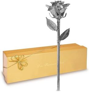 Forever Rose Real Platinum Rose, Genuine, One of A Kind, Hand Dipped & Everlasting Platinum Dipped Real Rose, Beautiful Forever Flower, Ideal Anniversary, and Romantic Valentine's Day Gifts for Women