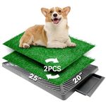 Indoor Dog Potty with Dog Grass Pad and Tray, 25''x20'' Porch Potty for Dogs, Pet Potty Trainer System with Soft Turf Grass and Plastic Drawer, Pet Loo for Easy Cleanup