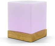 LuvLink Cube Friendship Lamp v2 Extended WiFi Range - Bluetooth Setup - Wood & Glass Design (Single, Natural)