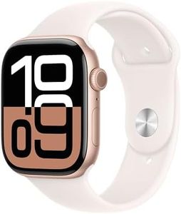 Apple Watch Series 10 (GPS + Cellular 46 mm) Smartwatch mit Aluminiumgehäuse in Roségold und Sportarmband in Blassrosa (M/L). Fitnesstracker, EKG App, Always-On Retina Display, Wasserschutz