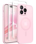 CAPRARO Magnetic for iPhone 14 Pro Case, [Compatible with MagSafe] [Full Camera Protection] Shockproof Protective Slim Translucent Matte Phone Case for iPhone 14 Pro, Pastel Pink