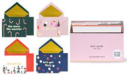 Kate Spade New York All Occasion Holiday Card Set of 10 with Blank Interior and Lined Envelopes, Assorted