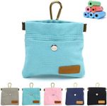 COSOWO Dog Treat Pouch, Hand Free Dog Training Treat Bag with Carabiner & Magnetic Buckle, Auto Closing Dog Walking Bag for Puppy Travel or Outdoor Use, Pet Feed Snack Reward Pocket, Blue