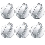 6 Pcs Gas Stove Control Knobs, Metal 6mm Cooker Control Switch Knobs, Silver Adaptors Oven Cooking Surface Switch Buttons, Gas Hob Knobs Control Locks