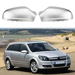 Opaltool Door Wing Mirror Cover Fit for Opel Vauxhall Astra H 2004 2005 2006 2007 2008 2009, Car Rearview Mirror Shells Side Wing Mirror Cover Cap (Silver)