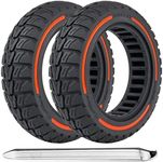 TOCBEUU 9.5x2.5-6.1 Solid Tires for Electric Scooter, Off-Road Replacement Wheels, Tubeless Rubber Tyre for NIU KQi3 Pro/Max/Sport Electric Scooter- Red(2PCS)