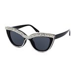 FEISEDY Women Oversized Diamond Sunglasses Fashion Cat Eye Sunglasses Crystal Trim Jeweled Frame Costume Party B2360