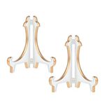 Artliving 2 Pack 5inch White Gold Thicken Acrylic Easels Display Stand Plate Stand Holder Display Pictures Frame,Decorative Plates, and Artworks