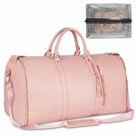 Garment Duffle Bag for Travel, Convertible Carry on Garment Bag for Women, Waterproof Garment Bag with Shoe Pouch, 2 in 1 Hanging Suitcase Suit Travel Bags, Pink