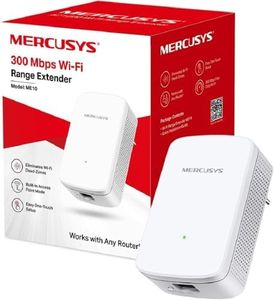 MERCUSYS ME10 TP-Link Repeteur WiFi N300Mbps, Amplificateur WiFi, Répéteur WiFi Puissant, Ethernet Port, Repeteur WiFi Exterieur, Borne WiFi Extender, Brancher et Utiliser