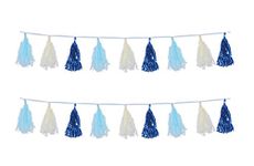 Beistle 59928-B Beistle 59928-B, 2 Piece Metallic & Tissue Tassel Garland, 9.75" x 8', 9.75" x 8', Blue/Light Blue/Ivory