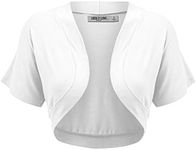 LL WSK1785 Womens Short Sleeve Shrug Open Cardigan XXXL White