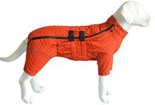 Warm Dog Coat Double Layers Dog Vest, 11 Legs Covered Windproof Waterproof Reflective Warm Dog Vest Outdoor Skating Dog Costume for Small Medium Large Dogs Orange 3XL
