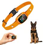 No Shock Anti-Bark Dog Collar - Waterproof Rechargeable Dog Control Bark Collar, with Humane Beep and Vibration Settings, with 3 Modes 5 Sensitivities, Anti Barking Device for Dogs, Orange