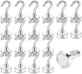 ZWYYTHC 20Pcs Magnetic Hooks Heavy Duty, 25Lb/11kg Strong Heavy Duty Cruise Magnet S-Hooks for Classroom, Fridge, Hanging, Cabins, Grill, Kitchen, Garage and Workplace etc, Screw in Hook Silver