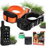 Wireless Pet Containment System w/ 2 Rechargeable Waterproof Shock Collars, Safe Perimeter Electric Dog Fence Wire & Remote Dog Training – Above No Dig or Underground Wire Fence Pet Control HQ