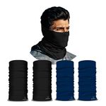 ARMORAY Neck Gaiter Face Mask - 4 Pack Reusable & Washable Cloth Face Cover, Bandana, Shield & Scarf for UV, Sun & Dust Protection - Outdoor Head Wrap for Fishing Motorcycle Riding (BLACK+NAVY 4 Pack