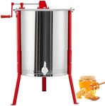 Garvee Enlarged 2/4 Frames Honey Extractor, Food Grade Stainless Steel Manual Beekeeping Extraction, Honeycomb Drum Spinner with Adjustableheight Legs, Transparent Lid, for Apiarys, Beekeepers & Beehi