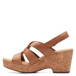 Clarks Women's Giselle Beach Wedge Sandal, Tan Leather, 5 UK