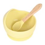 Earthism Silicone Suction Small Bowl Set with Spoon for Baby Kids and Toddler- 2 Pc Feeding Set- Yellow