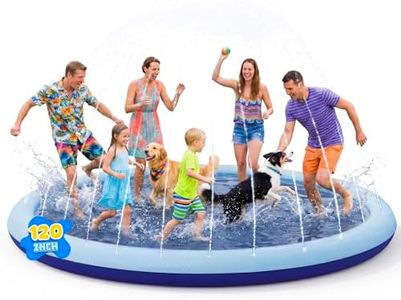 COMMOUDS Splash Pad for Kids and Dogs, 120" Extra Large Sprinkler Pad Non-Slip Thicken Pool Summer Outdoor Water Toys, Backyard Fountain Play Mat for Baby Toddlers Boys Girls Pet