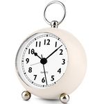 FIOLOM Silent Alarm Clocks Bedside Non Ticking Battery Powered Analogue Alarm Clock Bedroom Retro Simple Desk Clock Light Quiet Table Clock Loud Vintage Alarm Clocks for Heavy Sleepers Office