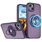 ZCDAYE for iPhone 13 iPhone 14 Case with Rotating Kickstand Compatible with Wireless Charging,Translucent Phone Cover Protective Phone Case for iPhone 13 iPhone 14, purple