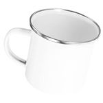 Enamelware Coffee Mug Enamel Mug Hemming Silver Edge Enamel Office White Camp Cup