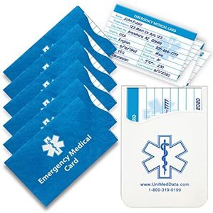 6-Pack Medical Alert Wallet Cards with Protective Tyvek Sleeves Emergency Medical Card with Bonus Medical Symbol Adhesive Card Holder for Smartphones