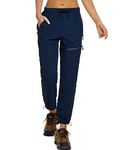 StaySlim Walking Trousers for Women Outdoor Hiking Trousers Lightweight Cargo Pants with Zip Pockets Quick Dry Ladies Overtrousers UPF 50 UV Protection, Dark Blue, M.