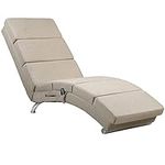 CASARIA® London Heated Massage Chaise Longue Lounger | Indoor Lounge Chair | Living Room Office | Relax Recliner | Ergonomic Reclining Armchair | Long Lazy Sofa | Sand Fabric