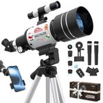 Telescope for Beginners & Kids, 70mm Aperture Refractor Astronomy Telescope with 300mm Focal Length, 15X-150X Magnification, Includes Full Accessory Kit & Tripod, Phone Adapter, Wireless Remote
