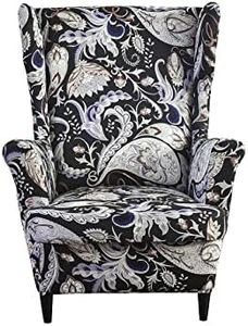 Eco-Ancheng Slipcover Wingback Chair 2 Piece Wingback Chair Cover Spandex Wing Chair Slipcovers Wingback Armchair Covers with Elastic Bottom for Living Room Wingback Chair