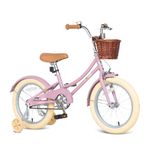 Bixike Retro Design Girls Bike 14 16 18 Inch Cruiser Bicycle with Basket & Training Wheels for 3-13 Years Old Kids, 20 24 26 Inch with Kickstand for Youth Over 6 Years Old, Multiple Colors