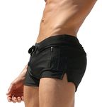 TONLEN Mens Swimwear Short Swim Trunks with Zipper Pockets Black 1 L