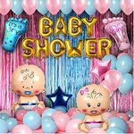 Party Propz Baby Shower Combo Decorations Set - Huge 50Pcs Baby Shower Backdrop Decoration | Baby Shower Decoration Items | Baby Shower Foil Banner (cardstock) | Pregnancy Photoshoot Material