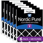 Nordic Pure 16x16x1PCP-6 Pure Carbon Pleated Air Filters (6 Pack), 16"x16"x1"