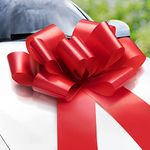 Mifflin-USA Preassembled Extra Large Bow (Red, 23 inch), Giant Ready-to-Use Bow for Car, Huge Car Bow, Car Bows, Big Red Bow, Bow for Gifts, Christmas Bow for Cars, Gift Wrapping, Big Gift Bow