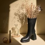 Glimpse Homes Boot Vase | Modern & Minimalist | 11 inch Ceramic Flower Vase (Matte Black)