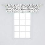 Ambesonne Grape Window Valance, Winery and Wine Making Theme Hand Drawing Pattern Sketch Bottle Glass Cheese, Curtain Valance for Kitchen Bedroom Decor with Rod Pocket, 54" X 12", Charcoal Grey White