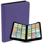 9 Pocket Card Binder Compatible with Pokémon Card – PU Leather Trading Card Binder Holds 360 Cards, Zippered TCG Binder for Pokémon, Sports & Collectible Cards (Purple)